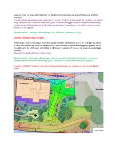 Situasjonsplan som viser tomtens form, beliggenhet i forhold til turvei og naboeiendom (BOLIGOMR), samt plassering av planlagte beplantning, terrassering og vanninfiltreringsområder.