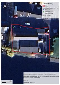 Satellittbilde (kart) som viser et areal med overlagte punkter for miljøteknisk undersøkelse.