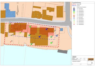 Situasjonsplan som viser tomtens grenser, nabolag og planlagt tiltak med tilhørende tegnforklaring.