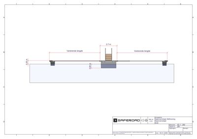 Detaljtegning av en trafikkberoligende anordning (Kjørtmannskjær) med dimensjoner og konstruksjonsdetaljer.