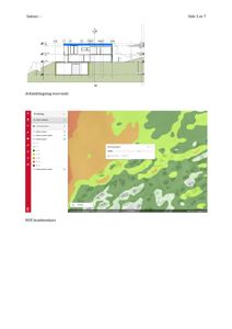Bildet viser to dokumenter: en arkitekttegning av et tverrsnitt og et NVE-bratthetskart. Begge er relevante for en byggesak.