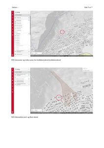 Bildet viser to kartutsnitt som illustrerer NVE-faresoner og risiko soner for kvikkleireskred samt NVE-aksområder for jord- og flom-skred.
