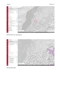 Bildet viser to skjermdump fra et digitalt kartsystem (NVE) som viser oversvømmelseskart og akvstomhet for et område.