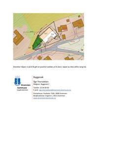 Situasjonsplan som viser tomtens form, grenser, naboeiendommer og bygningers plassering.