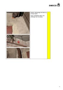 Fotografier av sprekker i betongvegg og innstøpt bjelke, med tekstbeskrivelse av tilstanden.