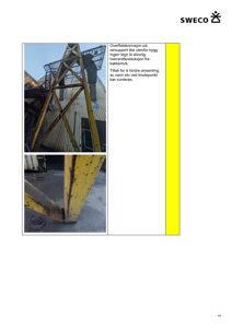 Fotografier av rustet rørstøtte utenfor et bygg med tilhørende tekst om overflatekorrosjon og vannansamling.