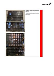 Fotografier av vinduer med sprukne ruter og tekstbeskrivelse av skade.