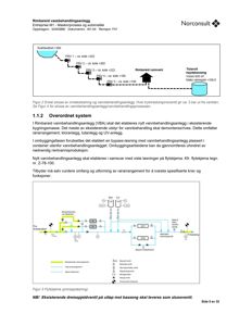 Prinsipppløsing og enkel skisse av vannbehandlingsanlegget med rørforbindelser, ventiler og komponenter.