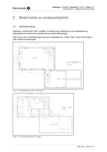 Bildet viser en side fra en byggesak som inneholder to oversiktstegninger (plantegninger) for en bygning: en for underetasjen og en for 1. etasje.