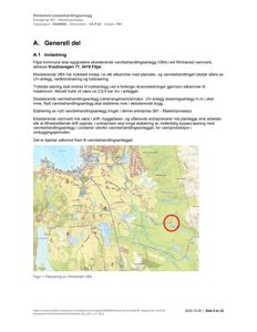 Situasjonsplan som viser plassering av Rimbareid vannbehandlingsanlegget (VBA) i forhold til omgivelsene, inkludert vannløp og topografi.