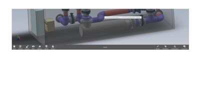 3D-modell av rørledninger og armaturer i en teknisk detaljering eller konstruksjon.