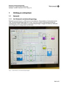 Fotografi av en dataskjerm som viser et styrings- og overvåkningsprogram (SCADA) for vannbehandlingsanlegget.