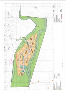 Situasjonsplan som viser tomtens form, beliggenhet, nabolag, veier og terrengforhold.