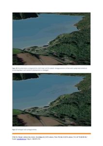 3D-visualiseringer (renderinger) av et anlegg i et vassdrag, vist med og uten en anleggsramme.