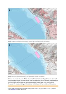 Kart som viser et område ved kysten med overlagte skravur som indikerer fareområder for snøskred, steinskrud og jord-/flomskred.