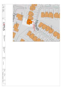 Situasjonsplan som viser bygningens plassering i forhold til nabolaget, gater (Hestes og Tyrist) og eiendomsnummer.