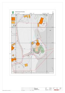 Kart fra Kartverket som viser eiendomsgrenser, topografi og nabolag.