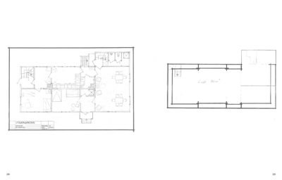 Bildet viser to etasjeplaner (floor plans) for en bygning. Den venstre tegningen viser etasjeplan for 'STIGERGÅRDEN' med romfordeling, møbler og trapper. Den høyre tegningen viser et loft med arealet 'Loft 90m²' angitt.