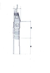 Oppriss (fasadetegning) av en bygning sett fra siden, med visning av vinduer, takform og høydeangivelse (3500 mm).