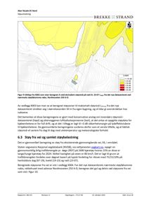 Et kart som viser beregnet støybelastning (Lnight) i området rundt et datasenter, med fargekodet visuell fremstilling av desibel-nivåer.