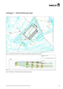 Bildet viser en oversiktskart (Figur 11) med topografiske kurver, bygningssilhuett og profileringer for stabilitetsberegninger.