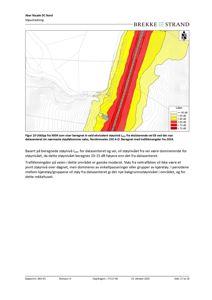 Støykart som viser beregnet støyfordeling (Lden) langs en vei (E6) i forhold til et datasenter (Nordmovelen 250 A-D).