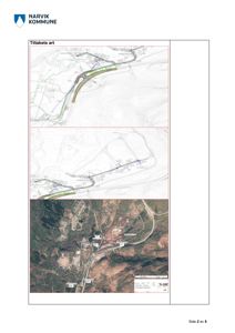 Situasjonsplan som viser tomtens beliggenhet i forhold til omgivelsene, inkludert veier og terrengforhold.