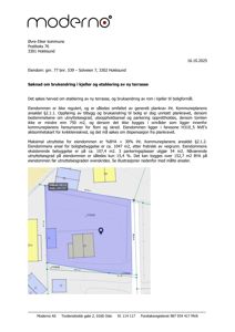 Situasjonsplan som viser eiendomsareal, bygningsspor og målte avstander.