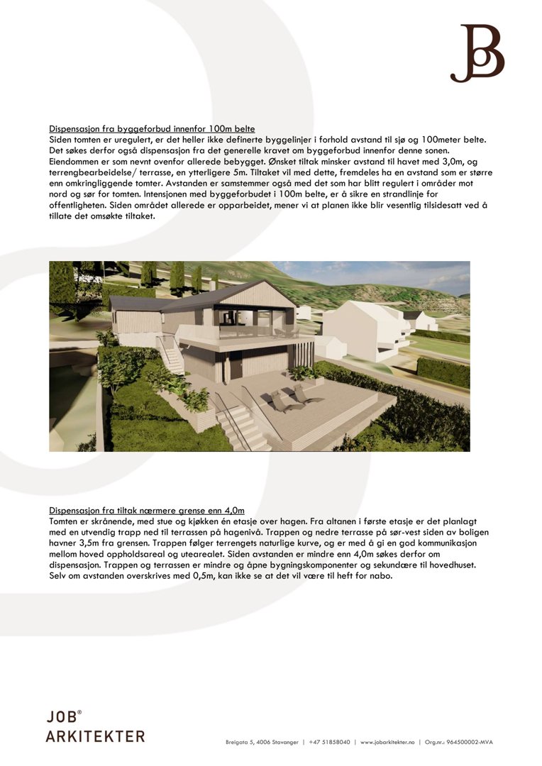 3D-visualisering av et hus med omgivende landskap og nabohus