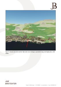 Et 3D-kart som viser et landskap med bonitet, der en rød sirkel markerer et område med uproduktiv skog.