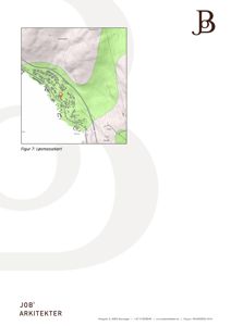 Et løsmassekart som viser topografi, vegetasjon og plassering av eiendom i et område.