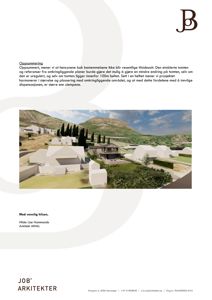 3D-visualisering av et boligfelt med hus, trær og bakgrunnsmassiv