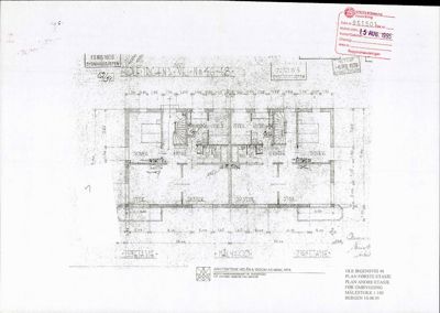 Plantegning av første etasje for en bygning på Ole Irgens vei 46, med romfordeling, dører, vinduer og mål.
