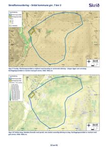 Kart som viser skogdekning og treslag i et påvirkningsområde, basert på data fra Skriå og NIBIO.