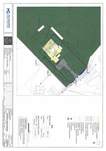Situasjonsplan som viser tomtens grenser, bebyggelse, veier og planlagt utbygging.