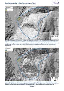 Kartvisning (skyggedata) av et terrengområde med overlagte kartleggingsområder og topografiske detaljer.