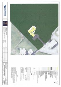 Situasjonsplan som viser tomtens grenser, eksisterende og planlagt bebyggelse (hus A, B, C, D), samt en ny bygning (SP ROKKE) og en tilhørende garasje. Planen inkluderer også et arealregnskap (RVA) og en nøkkelforklaring.