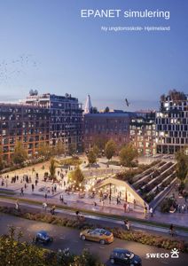 3D-visualisering (rendering) av et nytt byggeprosjekt, en ungdomsskole i Hjemeland, med omgivende bebyggelse og landskap.