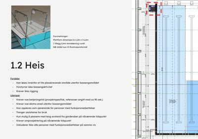 En teknisk tegning som viser en detaljert oppriss av en heis med tilhørende konstruksjonsdetaljer og dimensjoner.