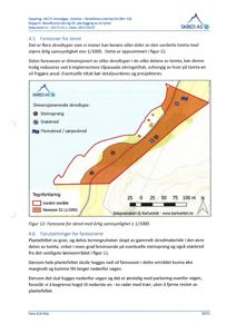 Et kart som viser et vurdert område for skredfare, med overlagte symboler for steinsprang, snøskred og flomskred, samt en faresonemarkering.