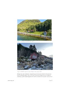 To foton av eiendom med hus ved kysten, tatt i henholdsvis 2024 og januar 2025.