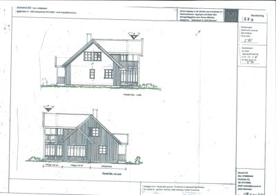 Tegning som viser fasadeoppsettet for en bygning sett fra vest (Fasade Vest).
