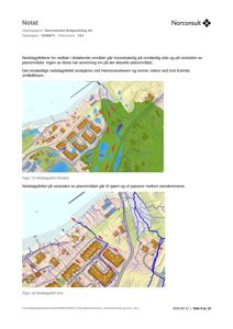 Kart som viser nedslagsfelt for nedbør i et planområde med bygningsplassering, vannløp og topografi.