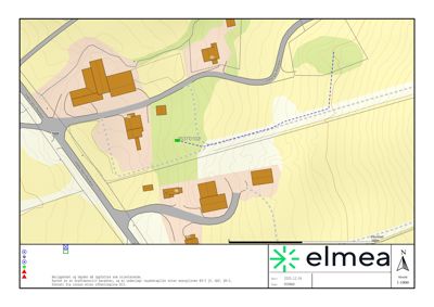 Situasjonsplan som viser tomtens beliggenhet i forhold til nabolag, veier og terrengforhold.