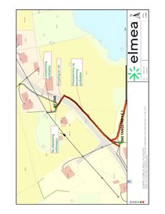 Kart over et område med angitte kabler, veier og eiendommer.