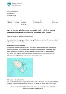 Et situasjonskart som viser Brunstadsæter med overlagte vernesoner (grønn og blå områder) og en planlagt skogsvei (gul linje).