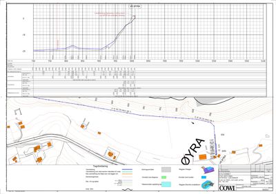 Situasjonsplan som viser tomtens beliggenhet, høydemålerkurver, naboeiendommer, reguleringsområder og teknisk detaljering av grunnforhold.