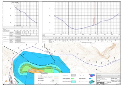 Situasjonsplan med topografi, reguleringsområder og byggefelt for prosjektet 'VK SKÅRGEN'.