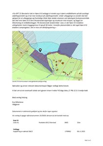 Et utsnitt fra et kommunekart som viser et utbyggingsareal, ei elv og ei smøbtånn. Kartet er brukt i en brevvedlegg for å illustrere planer.