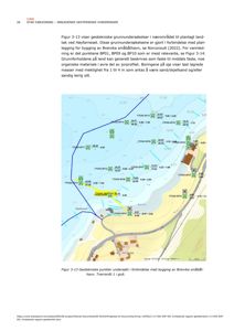 Kart som viser geotekniske punkter (boringer) i et område med topografi og infrastruktur.